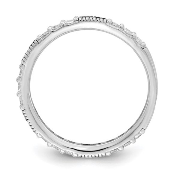 Sterling Silver Rhodium-plated Synthetic Green Spinel and CZ Band Ring - Picture 5 of 5